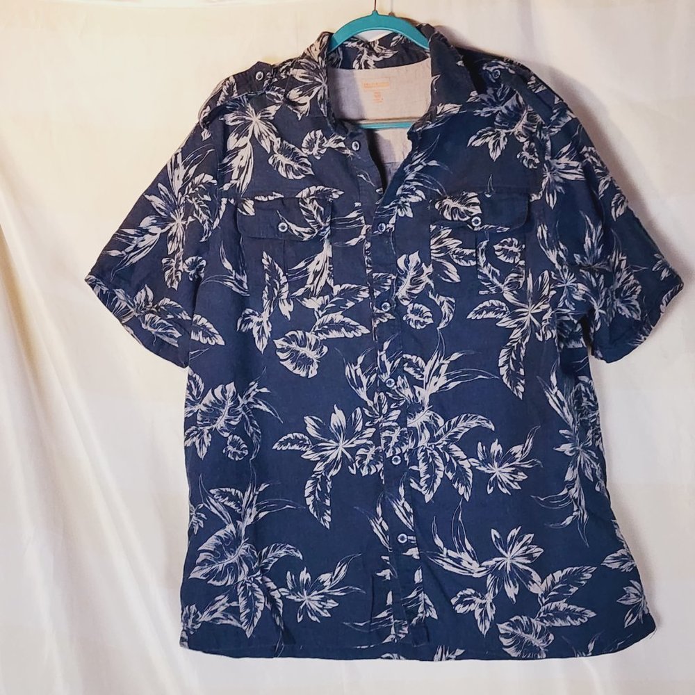 Boulder Creek Trading Company Blue Short Sleeve Floral Print Shirt Size Big 2XL - Picture 4 of 16